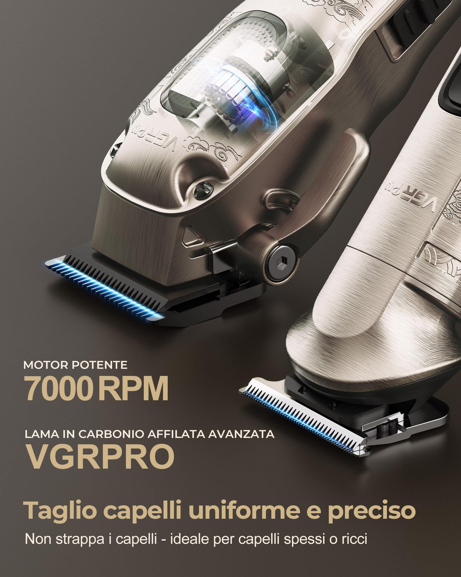 VGRPRO Professioneller Haarschneider und Trimmer für Herren im Bundle mit Ersatzklingenset, 7000 U/min Barber Grooming Kit für Haarschnitte, Barttrimmen, Zuhause und Salon