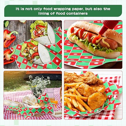 Miniatura 6 de Tenceur 150 piezas de papel de cera de Navidad, papel de delicatessen, hojas de papel a prueba de grasa, papel decorativo de Navidad, envoltura de