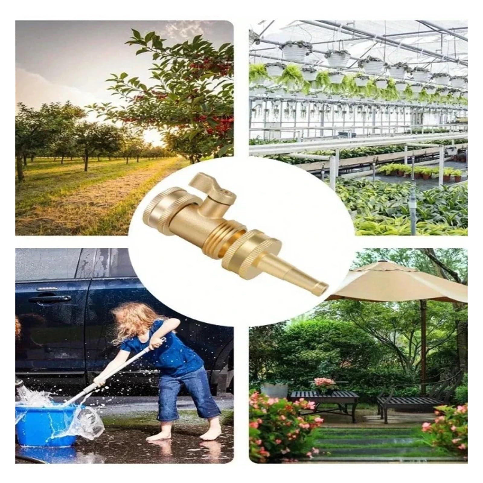 Boquilla de manguera de alta presión de repuesto con válvula de cierre para lavado de coches y uso en jardín, accesorio duradero de latón para pulverización de agua
