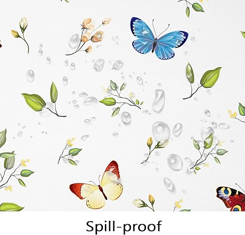 Miniatura 5 de Mantel ovalado con diseño floral de mariposa, mantel ovalado floral con estampado floral, tela para interiores y exteriores, impermeable, sin