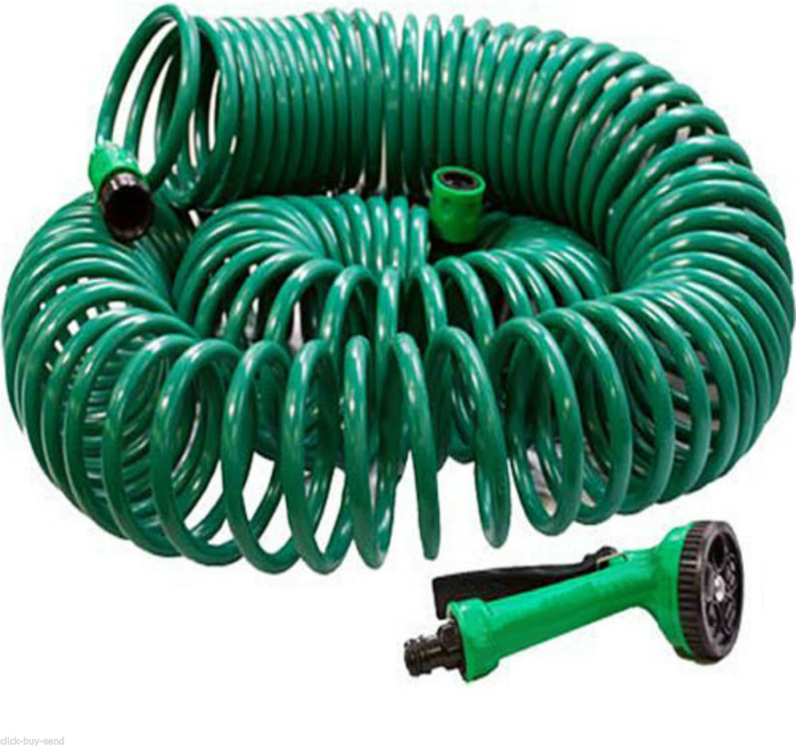 30 M 30M HOSE PIPE COIL COILED HOSE GARDEN HOSE SPRAY GUN 100 FT HOSE PIPE NEW