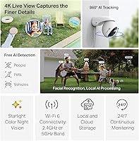 Vista 2 de Tapo - Cámara de seguridad para exteriores con cable, panorámica/inclinación, 4K 8MP, detección gratuita de personas/vehículos y vista de 360°