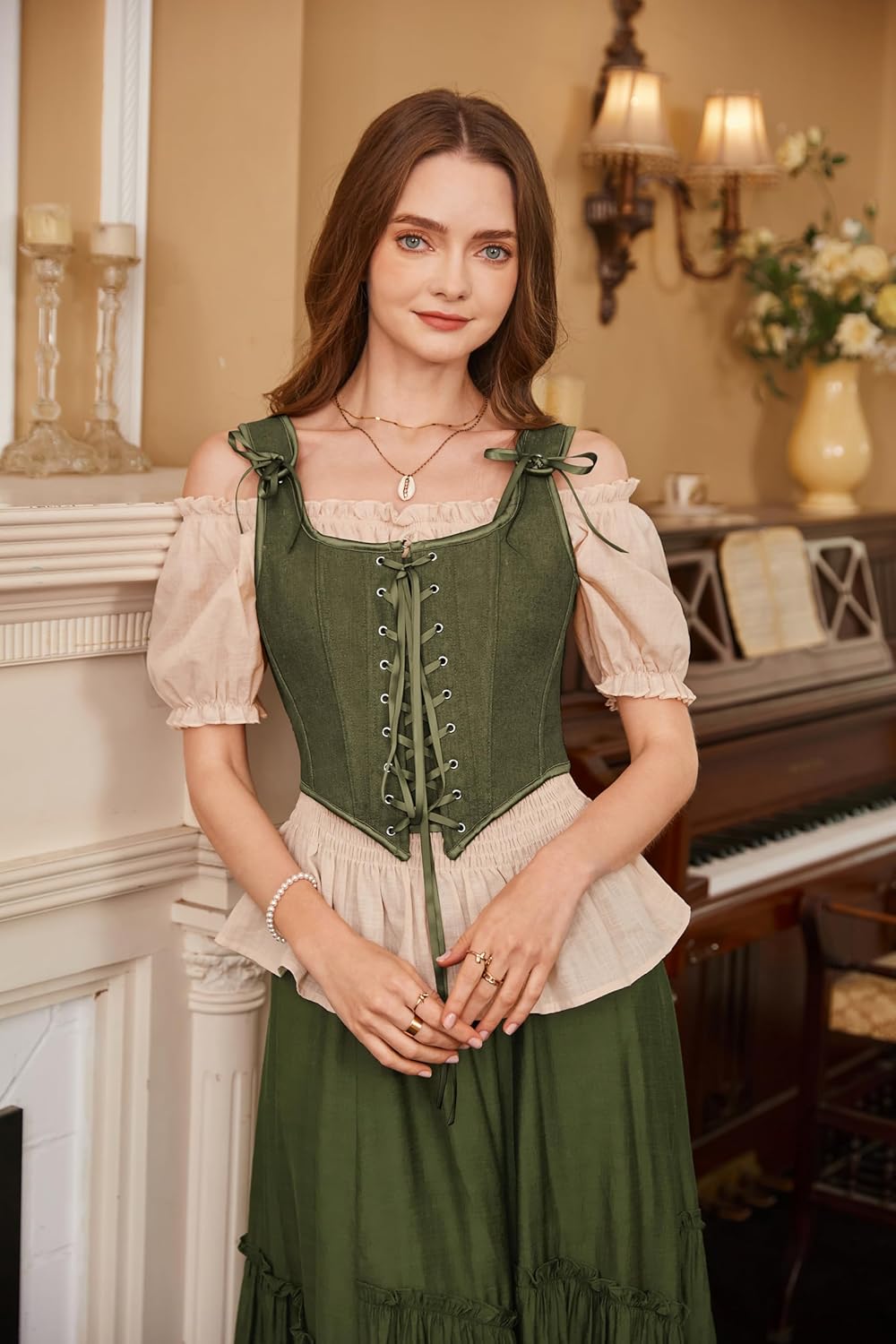 SCARLET DARKNESS Women's Renaissance Corset Tops Vintage Lace Up Overbust Bustier Bodice - Image 7