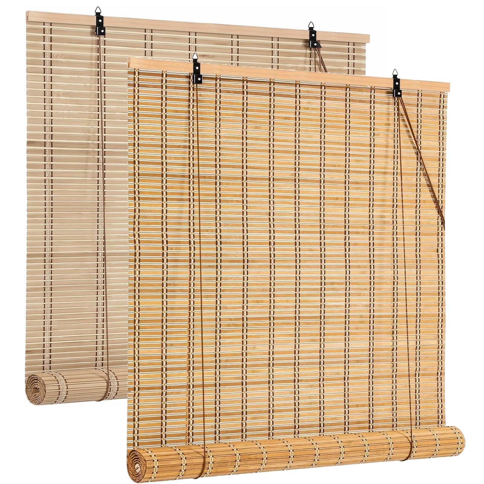 Store enrouleur en bambou naturel carbonisé W70xH240cm pour fenêtre