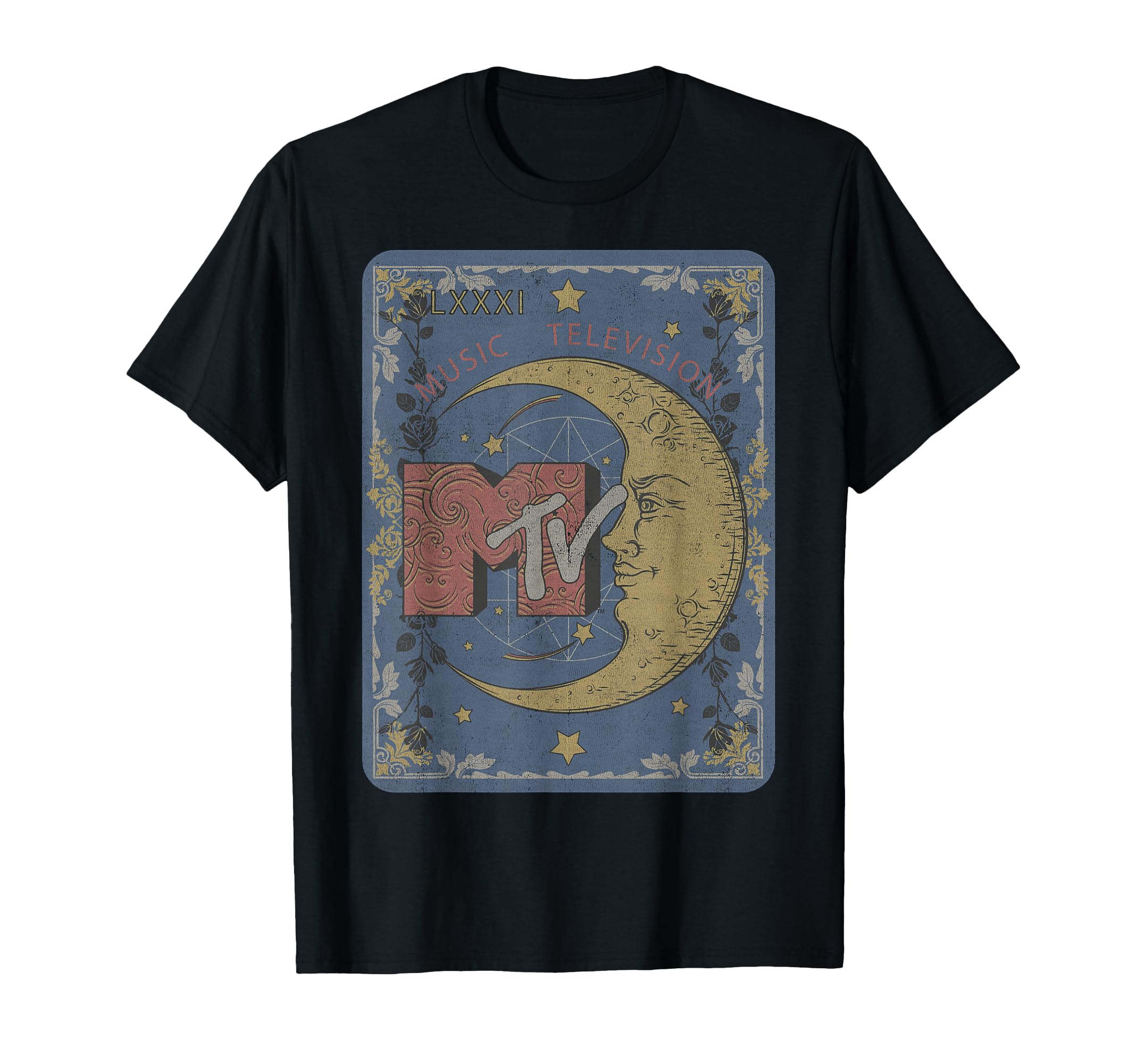 Music Television Crescent Moon Tarot Card T-Shirt Small