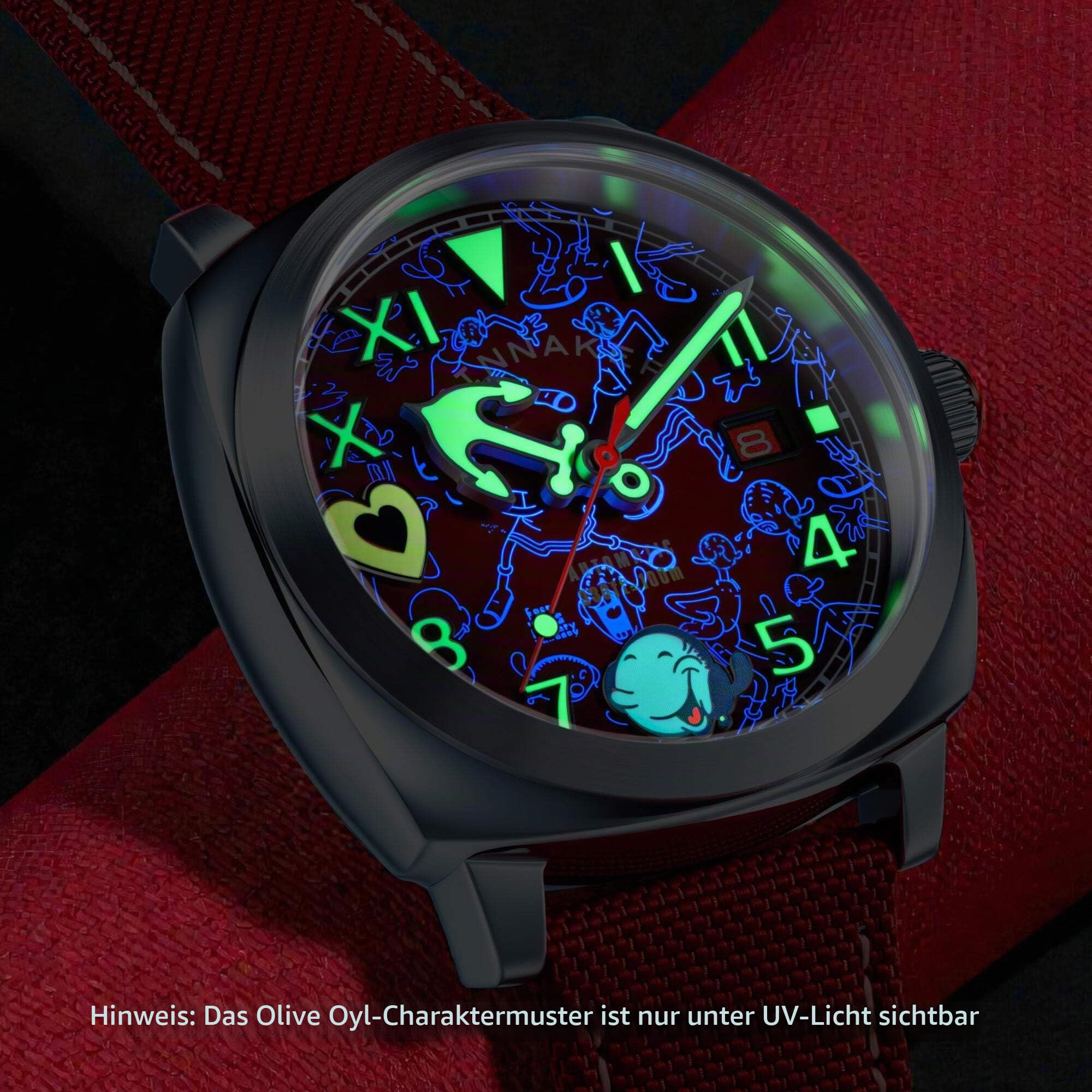 Spinnaker Herren-Armbanduhr 42 mm Hull California Automatik Popeye Sailors and Sweethearts Limited Edition mit Nylonband SP-5169