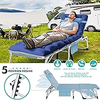 Vista 5 de ABORON Sillón 4 en 1 con agujeros para la cara y los brazos para bronceado, reclinable plegable de alta resistencia de 440 libras con cojín