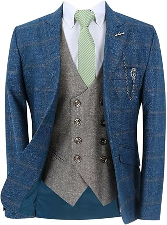 3-teiliges Set mit Fensterscheiben, kariert, schmale Passform, für