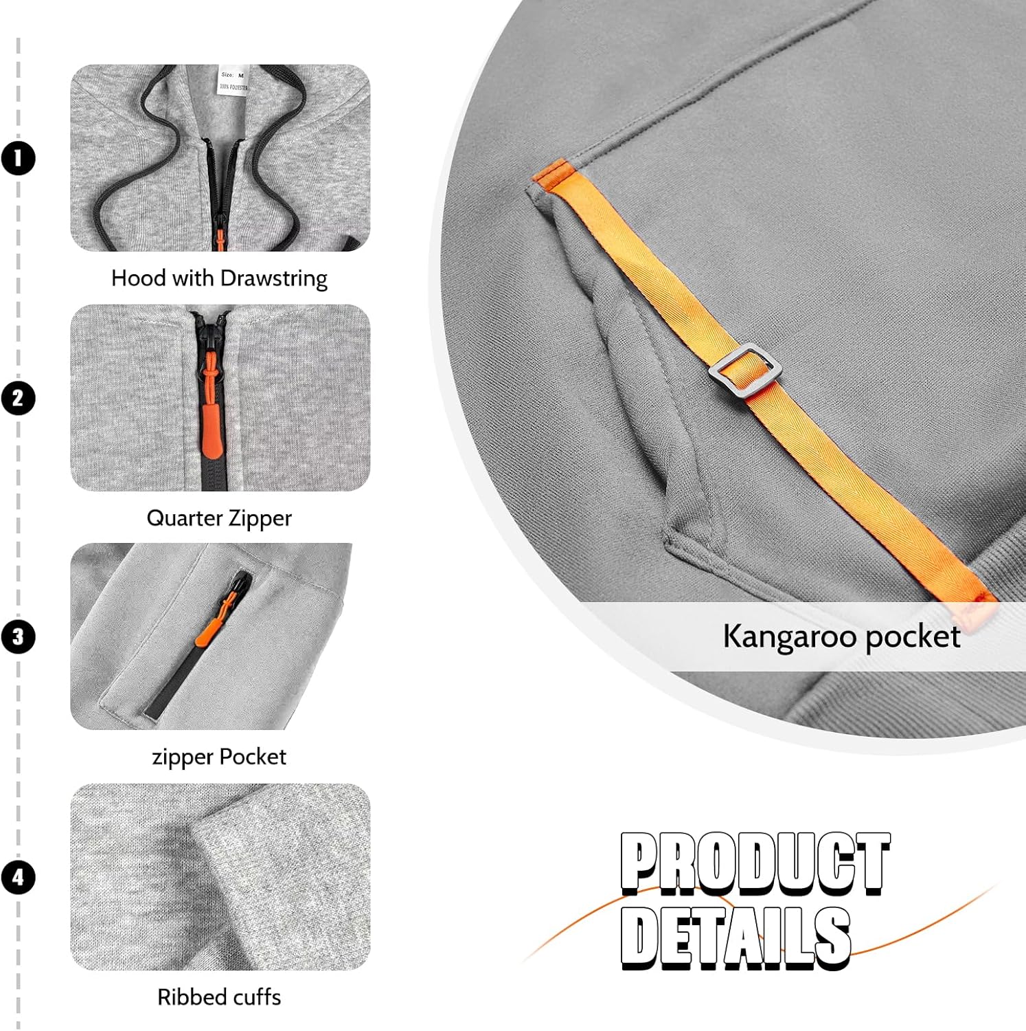 MANTORS Men's Fleece Hoodie Casual Long Sleeve 1/4 Zipper Pullover Sweatshirts - Image 4