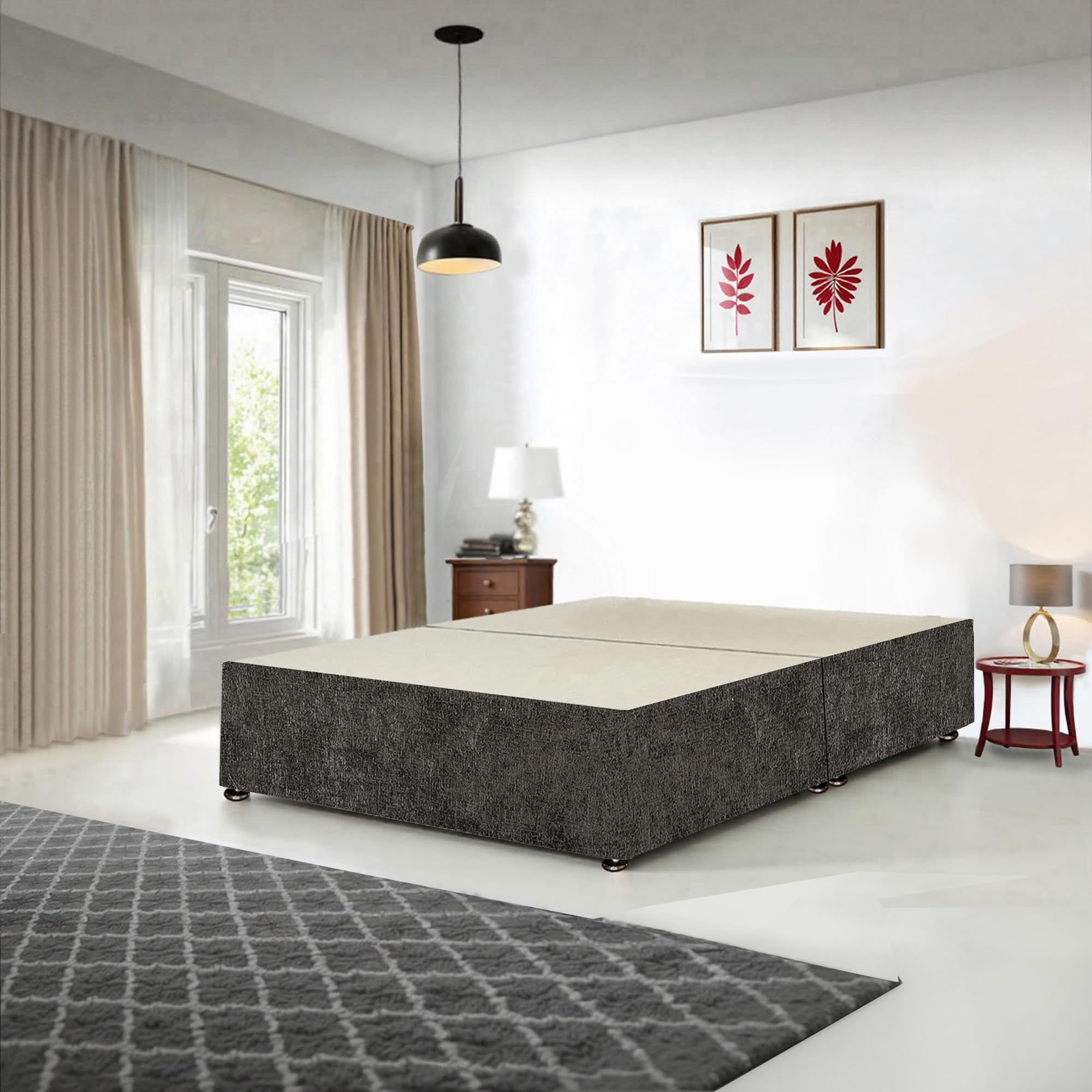 4 Ft Double Divan Base 4ft6 Double Divan Bed Base – Charcoal Chenille ...