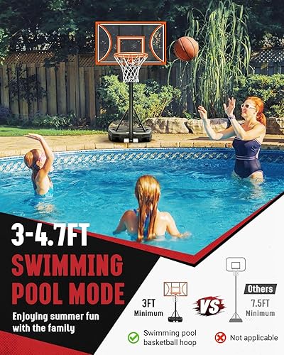 Miniatura 28 de Seray Kids Basketball Hoop Outdoor 3.2-7.2/10FT 10s Adjustable, Basketball Hoop Gift for Kid/Adult/Toddler in Pool/Backyard/Indoor, Portable 40/29