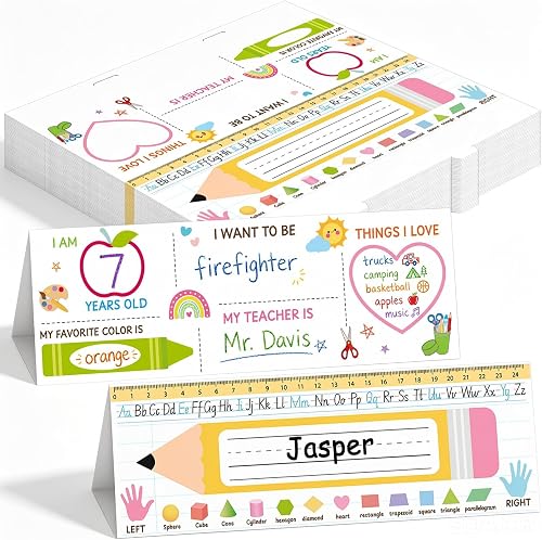 36Pcs Name Tent Cards Teacher Supplies Pencil Name Tags for Classroom Back to Sc