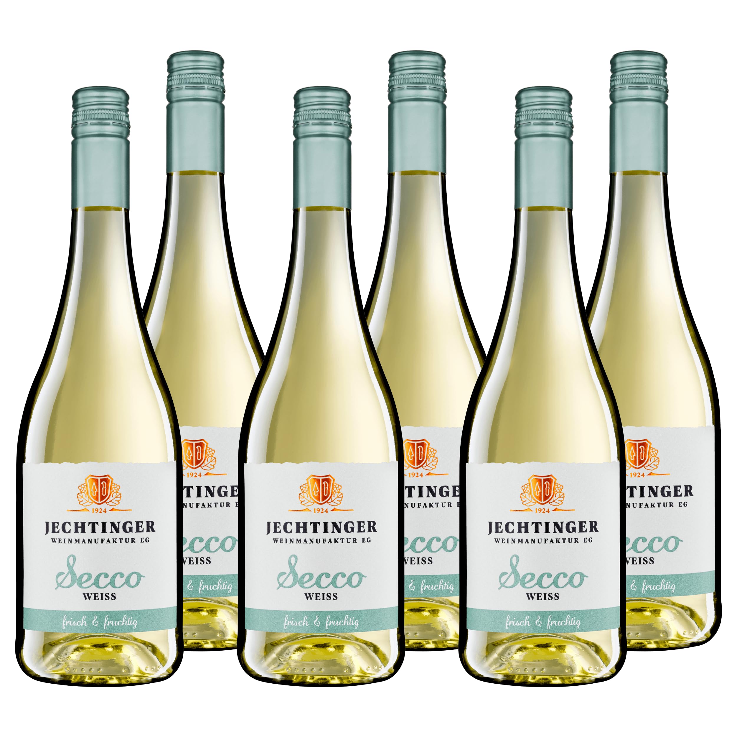 Jechtinger Secco Perlwein weiß - leichte Sekt-Alternative fein-herb, prickelnd, fruchtig und erfrischend - für viele Gelegenheiten (6 x 0,75l)