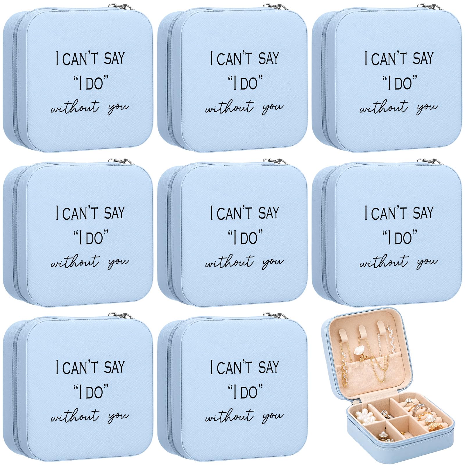 8 Pcs Bridesmaid Proposal Jewelry Box Gifts I Cant Say I Do Without You Travel Jewelry Case Portable