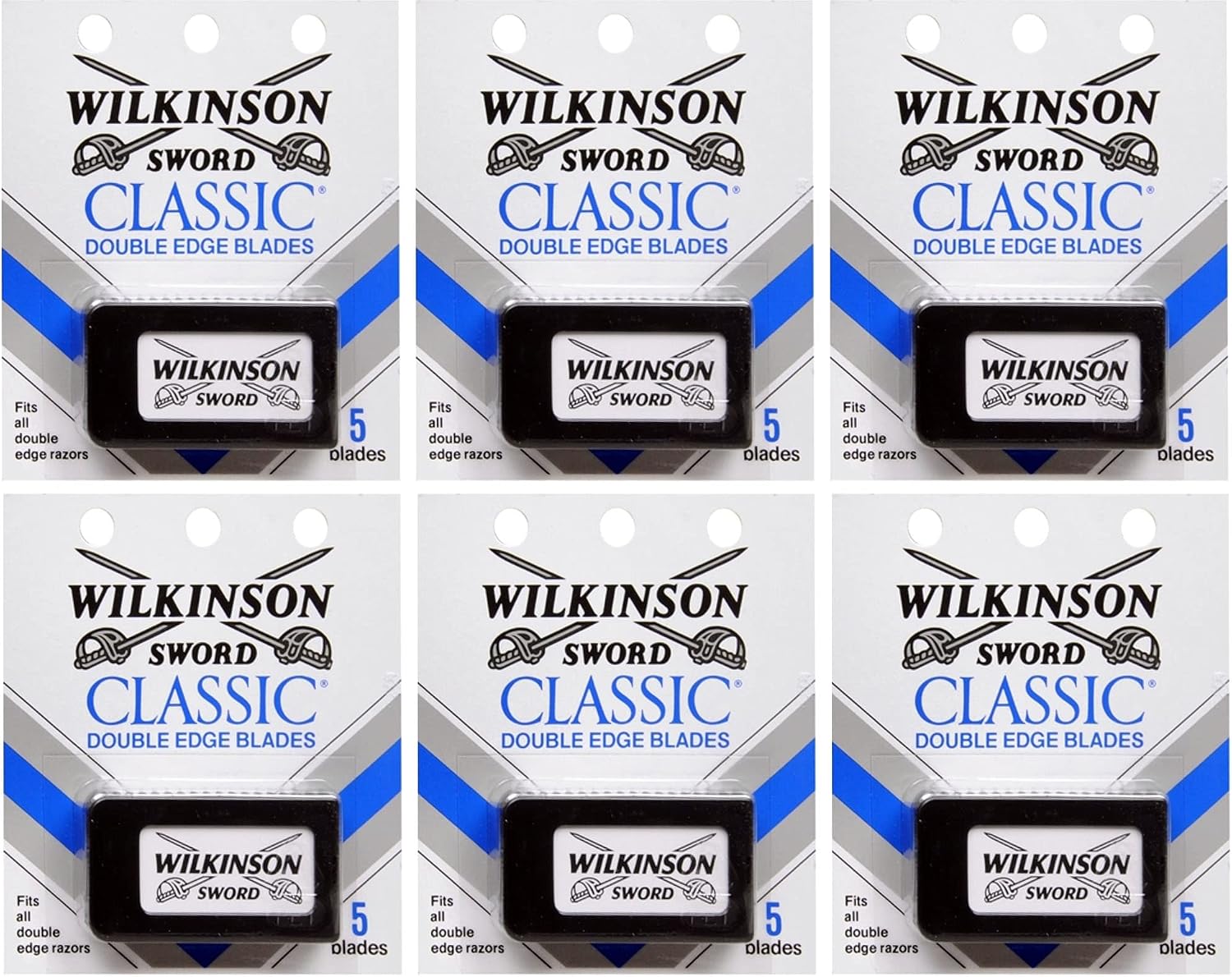 Schick Wilkinson Sword Double Edge Single Razor Cartridge, 5 Blades (6 Pack)