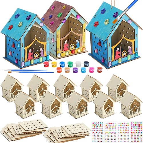 DoubleFill 12 Pcs Christmas Nativity Painting Craft Kits for Kids