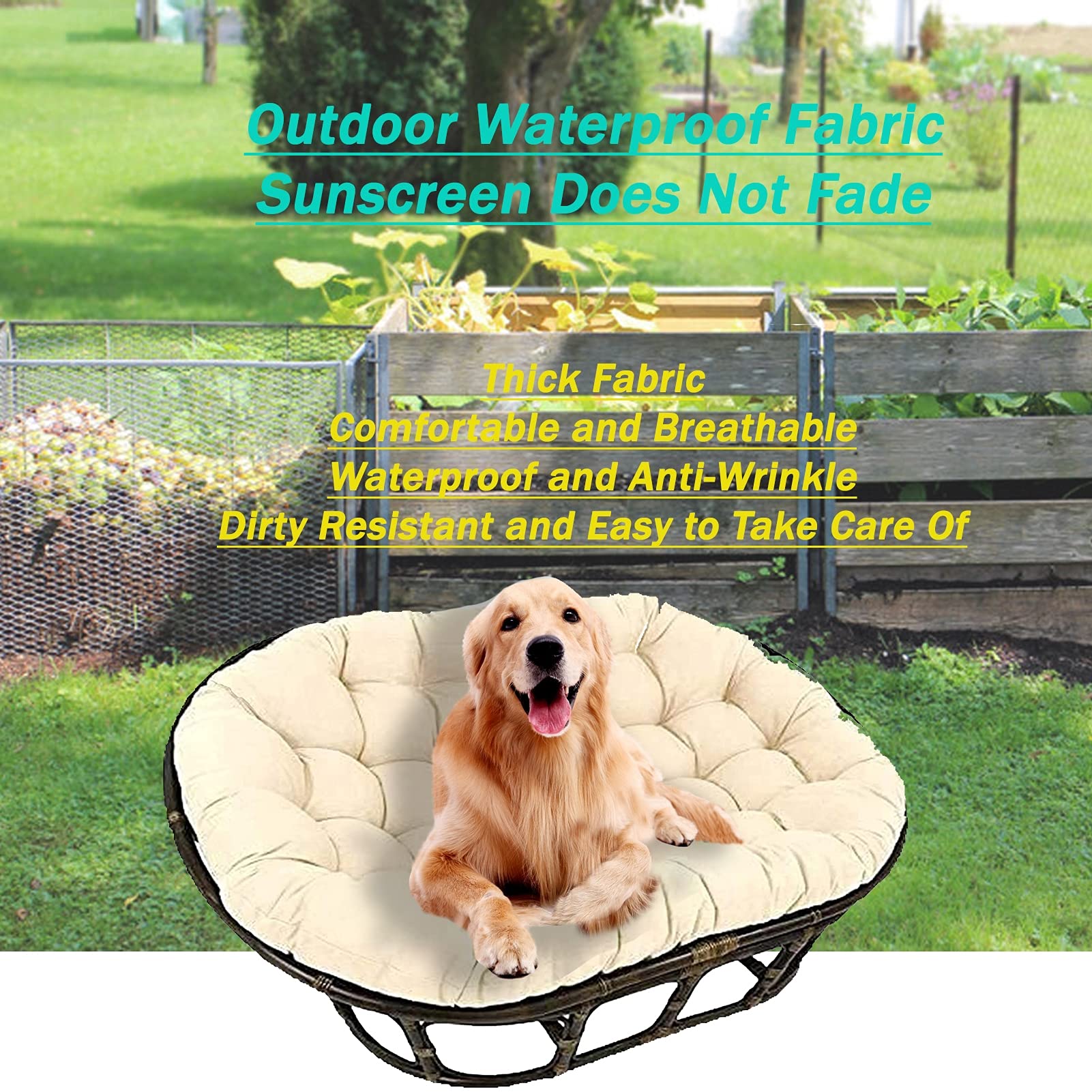 Doppeltes XXL Papasan Sitzkissen – Für Hängesessel & Gartenstühle, 67x47x6 Zoll, Grau | Weich, Komfortabel, Waschbar