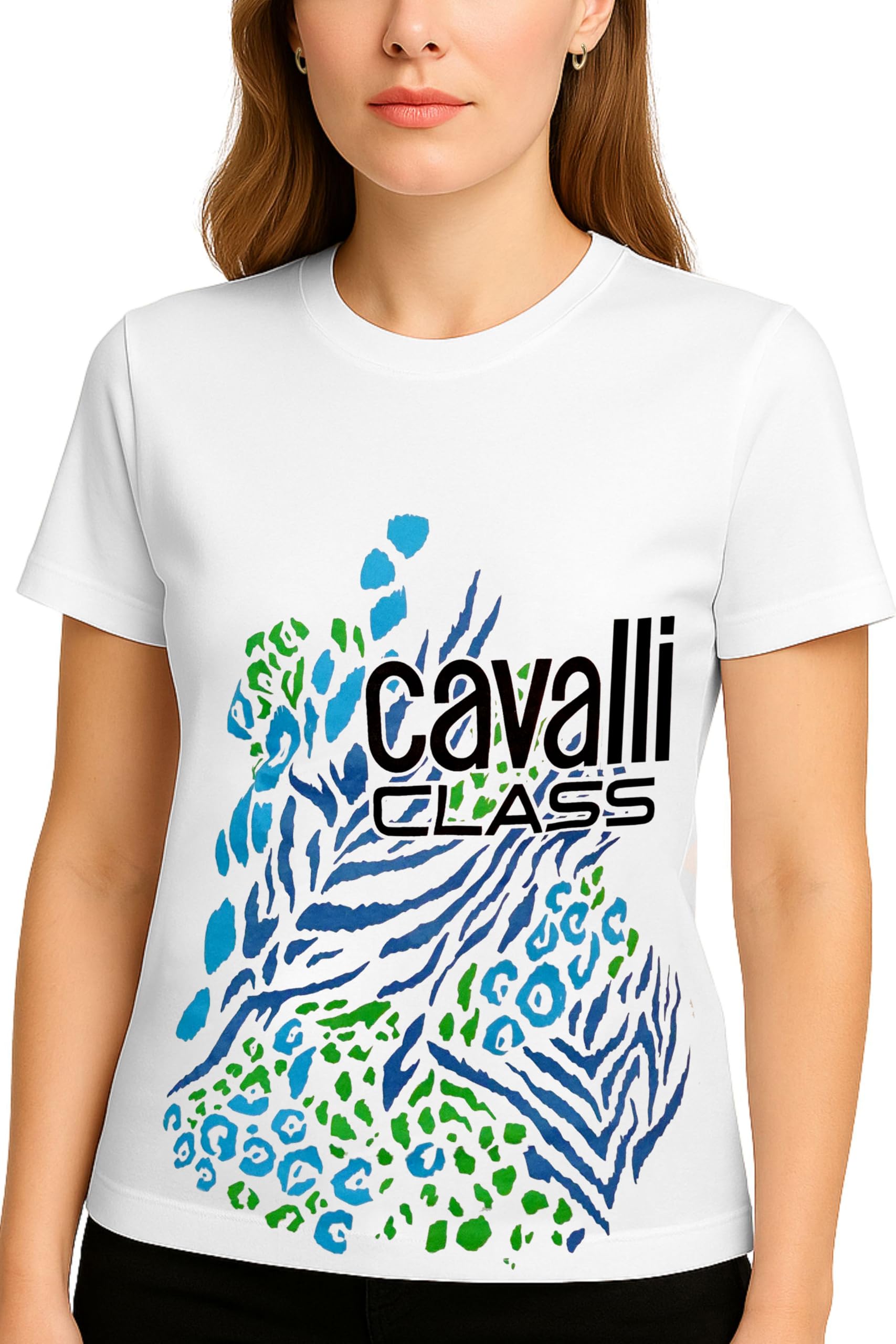 cavalli class Women's Solid Cotton T Shirt | Fit Comfortable | Round Neck | Half Sleeve - Regular Fit-picture-2