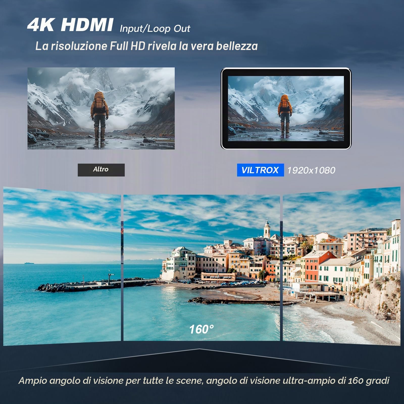 VILTROX DC-X2 6" Monitor Da Campo DCX2 per Dslr Monitor Esterno Touchscreen 4k 2000nits X2 Monitor 3D LUT 1920x1080 IPS Con Parasole Batteria 2200 MAh per Sony Canon Nikon