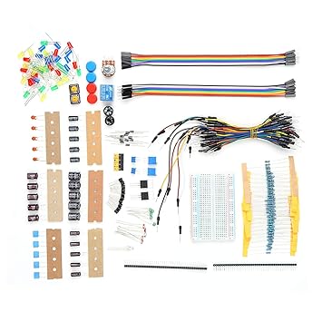 Electronic Component Assorted Kit with Breadboard Jumper Wires Resistor Transistor LED Potentiometer Buzzer