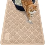 GORILLA GRIP Water Resistant Cat Litter Box Catcher Mat 89x58 cm, Easy Cleaning Mess Trapper Protects Floors, Stays in Place for Cats, Soft on Kitty Paws, Less Waste, Gray