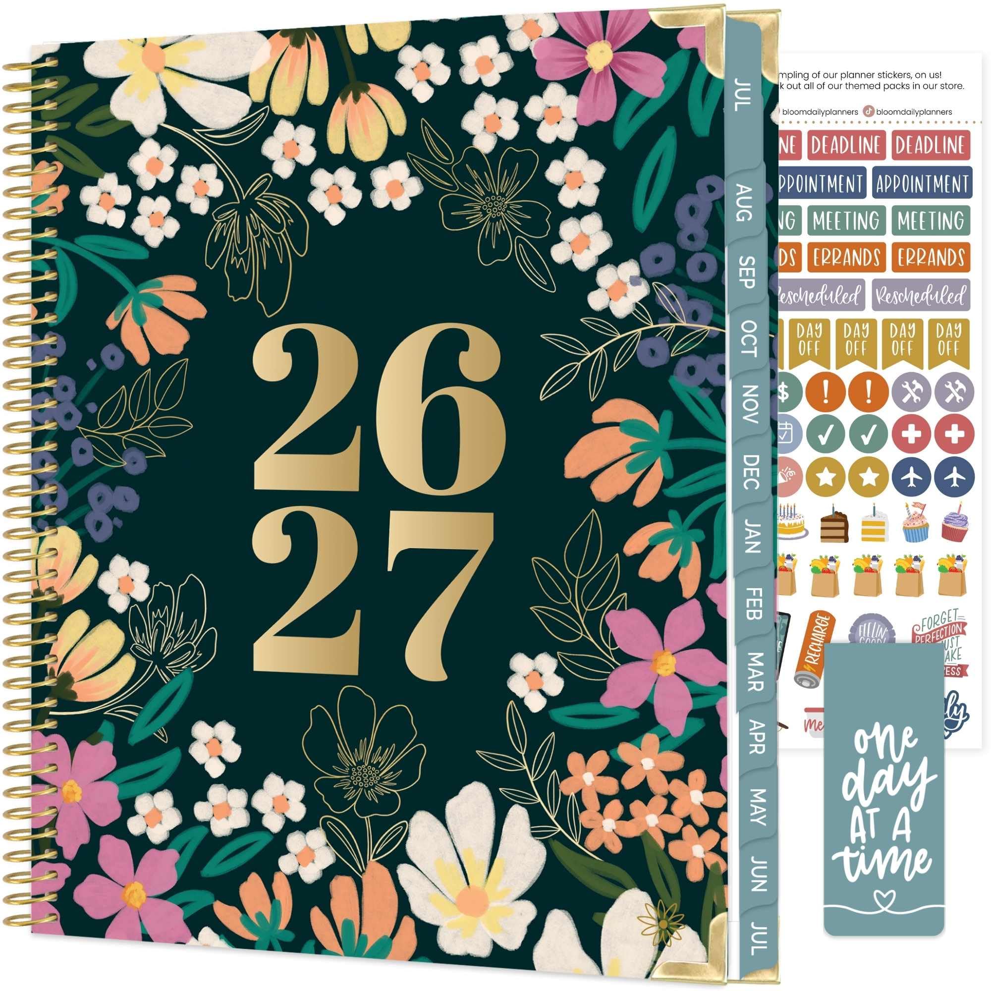 bloom daily planners HARDCOVER Planner 2026-2027 (8.5" x 11") Academic Year (July 2026 - July 2027) - Task Goal Planner for Women - Monthly & Weekly Inspirational Agenda Book - Blooming Wildly