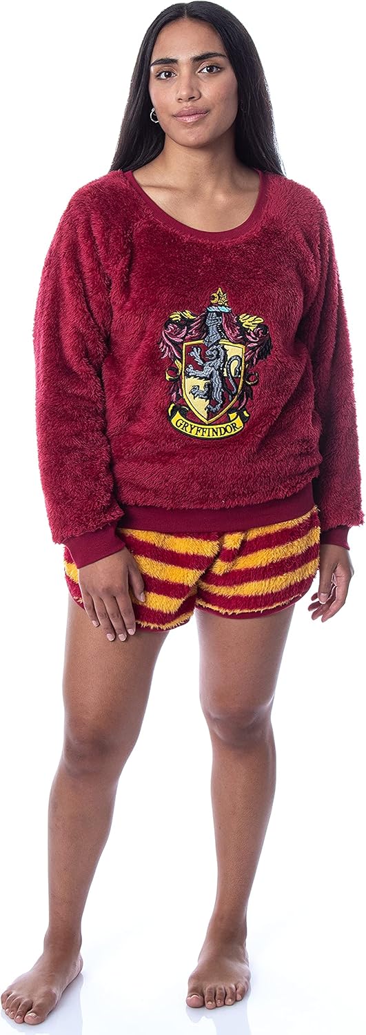 Harry Potter Womens' Sweater and Shorts Sleep Pajama Set-All Houses - Image 6