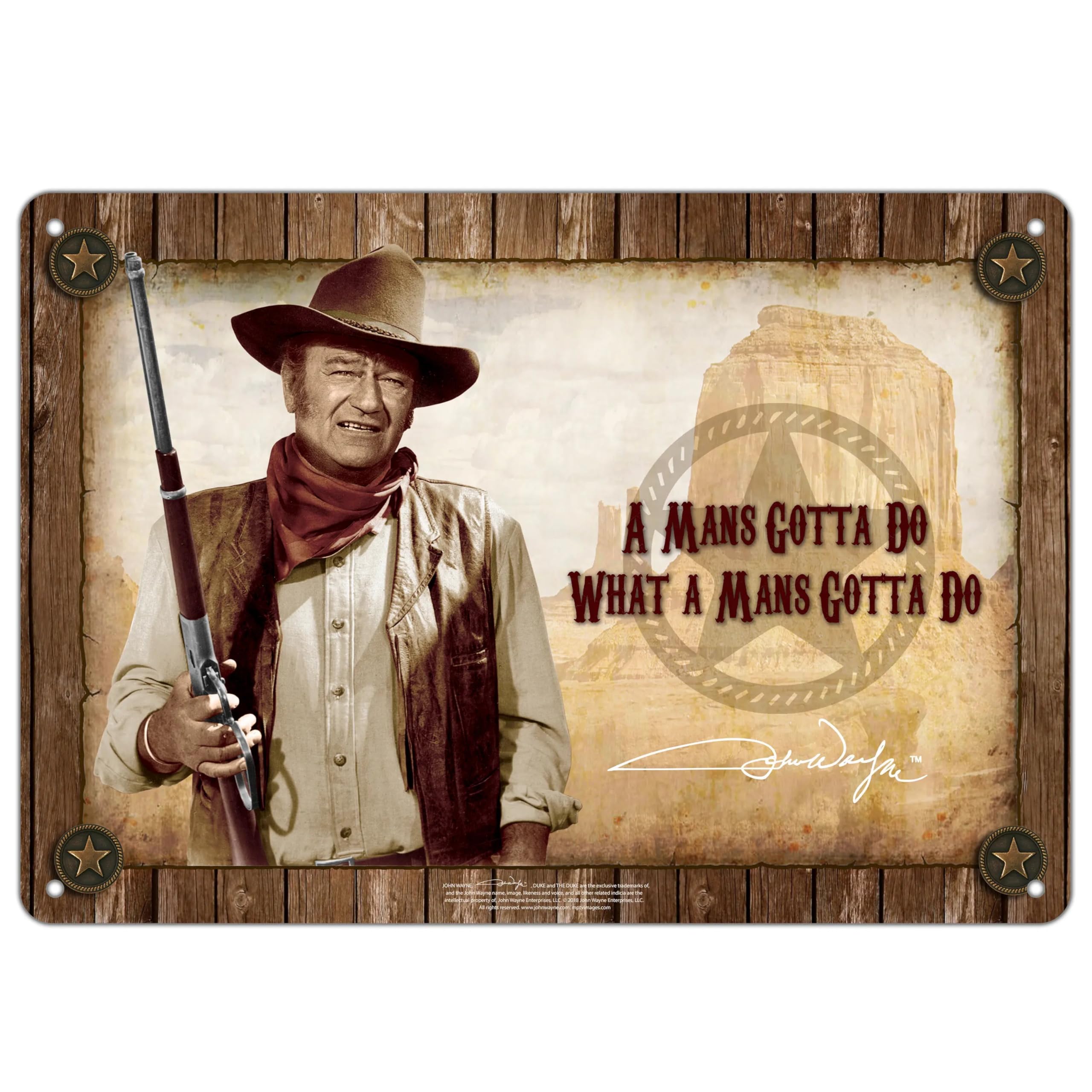 Midsouth Products John Wayne 8"X11.5" Tin Sign -A Man's Gotta Do