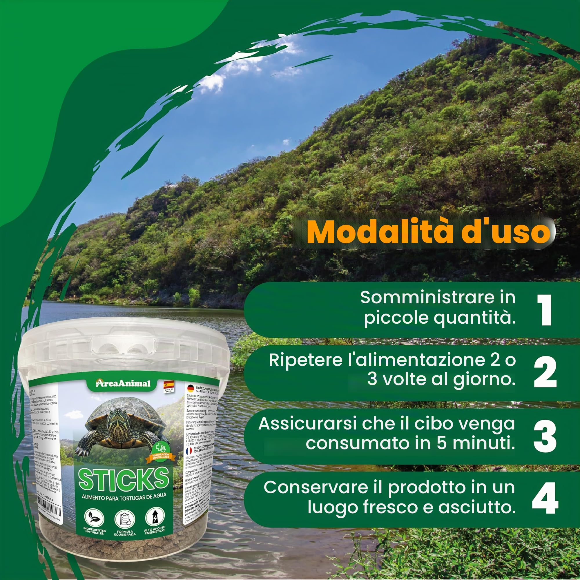 Cibo Tartarughe ad acqua, 1,5 kg/5,5 l Cibo Tartarughe d'acqua Stick con alto valore nutrizionale, Cibo Tartaruga Acqua altamente digeribile, Cibo Tartarughe d'acqua