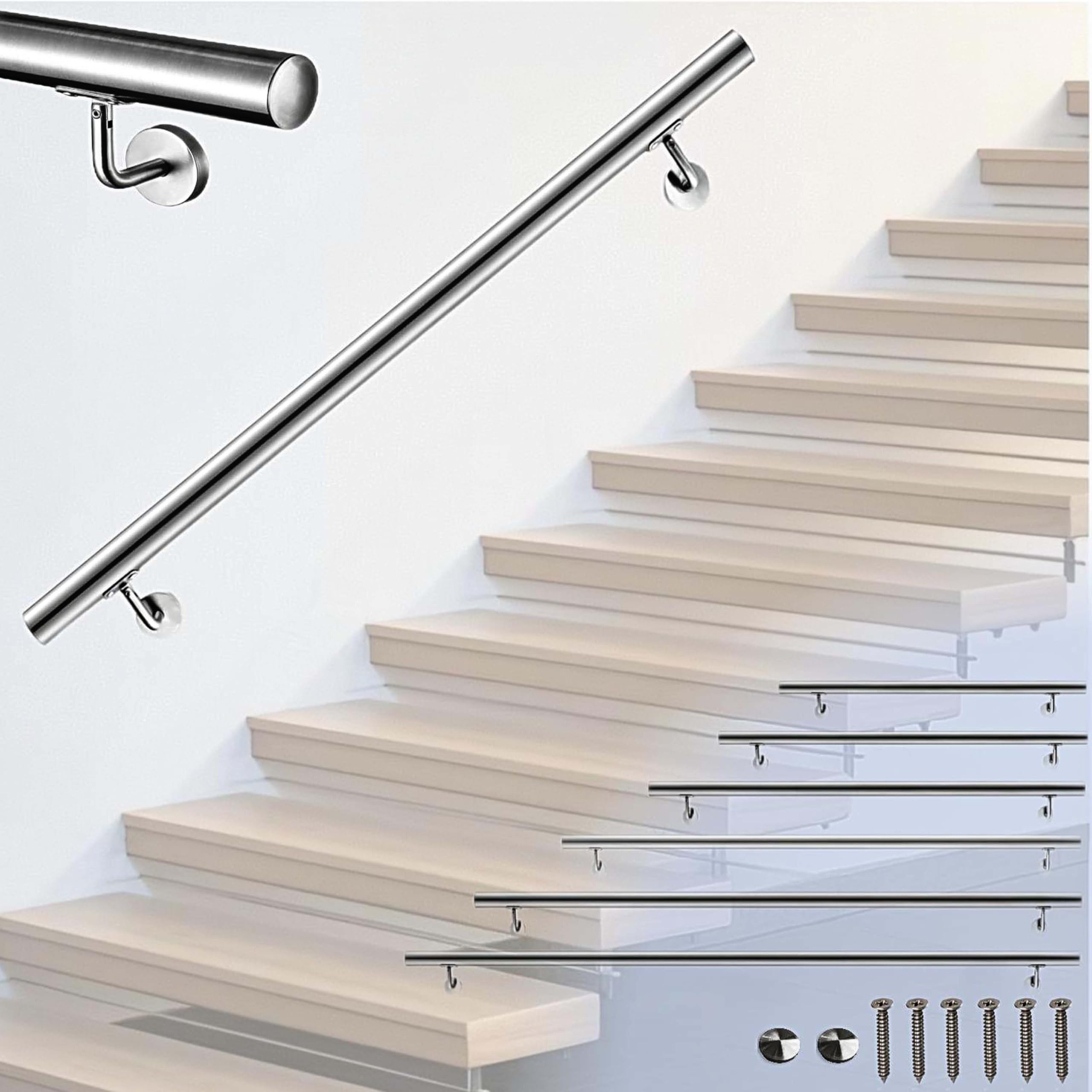 Aica Handlauf Edelstahl Außentreppe, Wandhandlauf, Treppengeländer Edelstahl Innen und Außen, Länge: 200 cm, Durchmesser: 4,24 cm