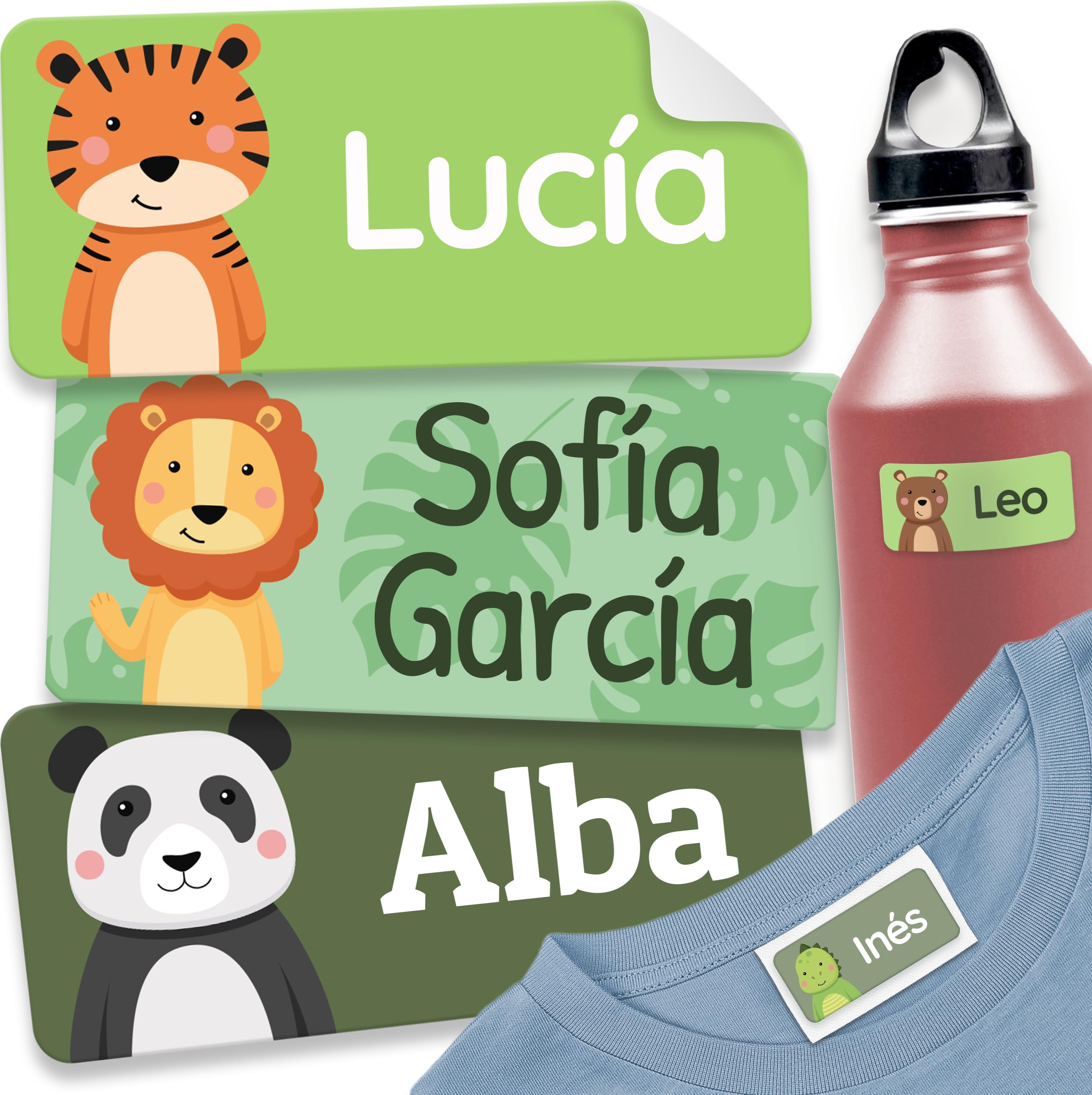 melu kids® Etiquetas para Ropa Personalizadas (60 piezas, Aventura) - No es necesario planchar, pegatinas personalizadas para pegar y lavables a máquina (lavadora y lavavajilas)