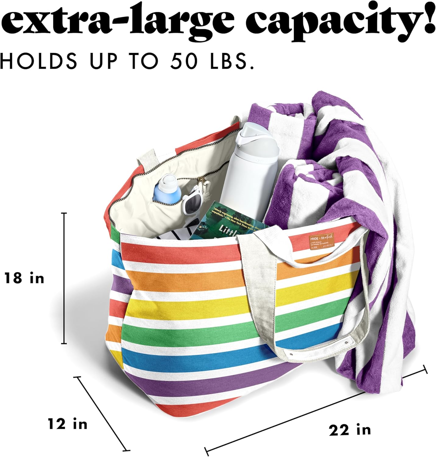 Fit & Fresh Large Beach Bag for Women - Extra Large Travel Tote With Pockets - Image 4