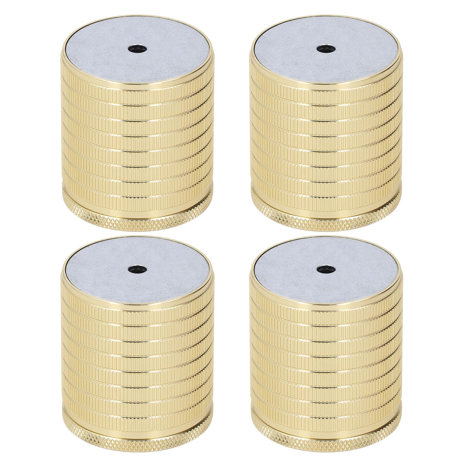 Headerbs Adjustable Height Metal Bed Risers Set of 4 Pack with Non Slip Pad Strong Load Bearing Integrated Design for Sofa Bed Table Bathroom Cabinet 2 Installation Options (Bright Gold)