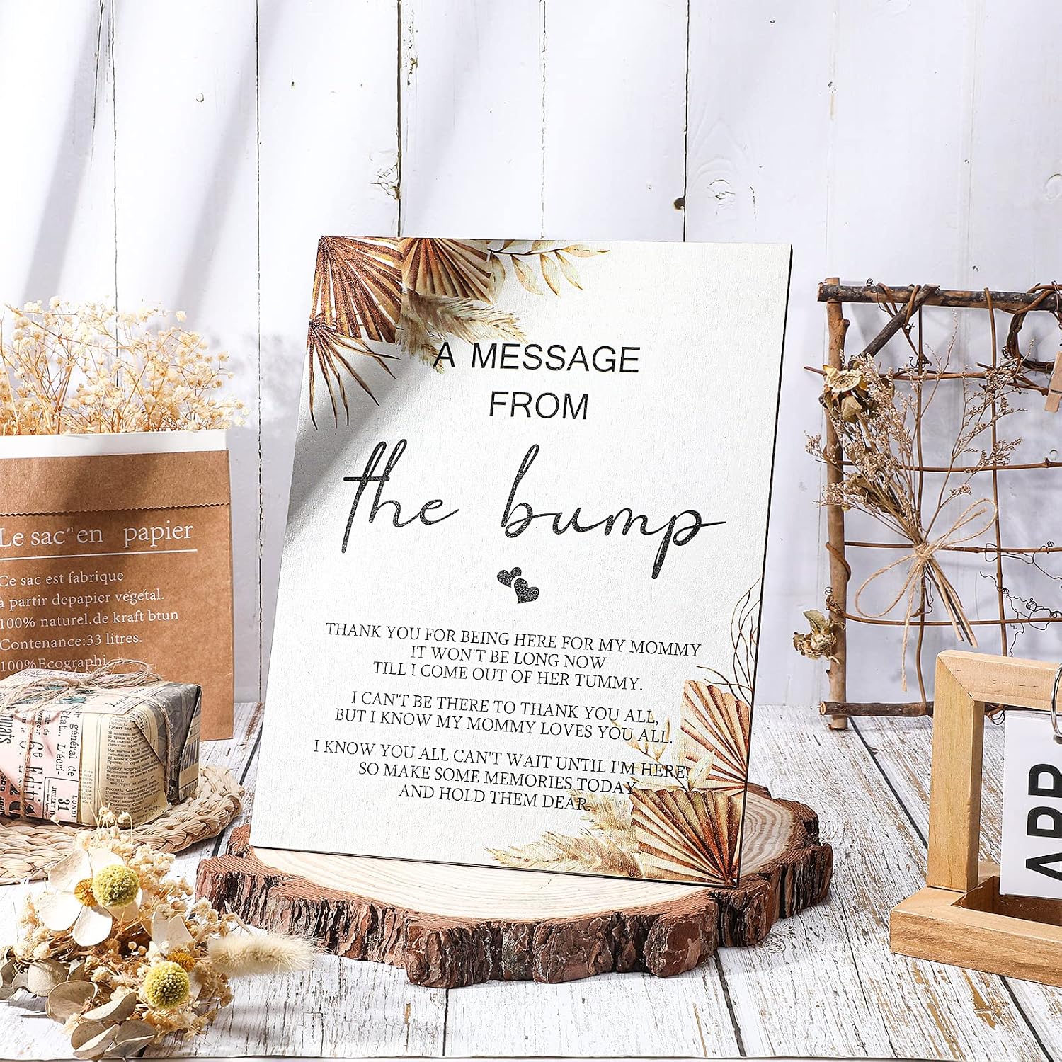 Roowest Cool Baby Shower Tabletop Decor Message from The Bump, Boho image 3
