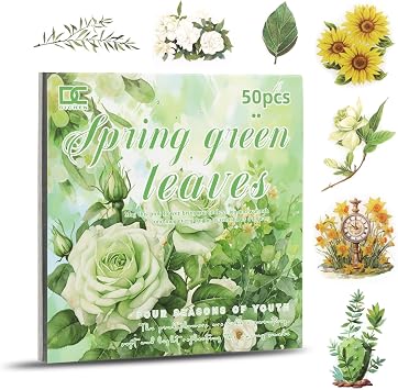 Spring Scrapbook Stickers & Paper Kit for Journaling | 145pcs PET Stickers and 25 sheets Scene Material Paper Pre-cut Flower Journal Sticker forJunk Journal
