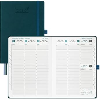 BEZEND Calendar 2026 2027 Book Calendar 1 Week 2 Pages A5 (21.5 x 15.5 cm) | 18 Month Calendar (Jul 26 - Dec 27), PU Leather 