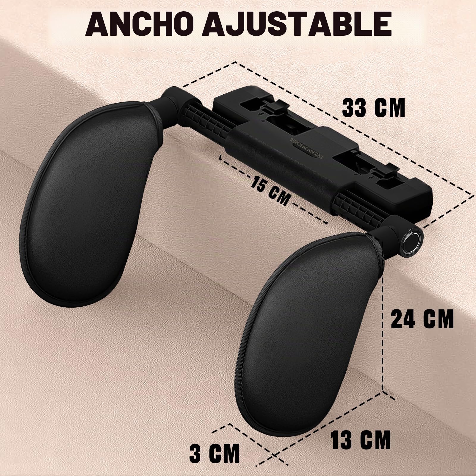 Reposacabezas de Coche,Soporte Para El Cuello Retráctil y Extraíble Almohada Lateral del Reposacabezas para Automóviles, Apto Para Niños Adultos Reposacabezas para Coche (Negro)