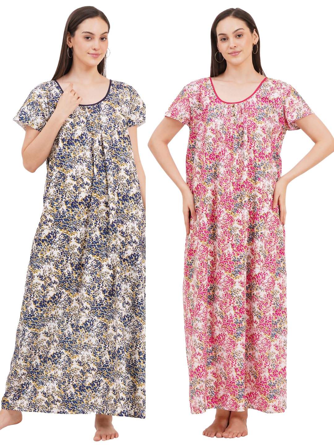 breezly Women's Pure Cotton Combo Nightdress Gown Nighty for Women Multicolour-picture-23