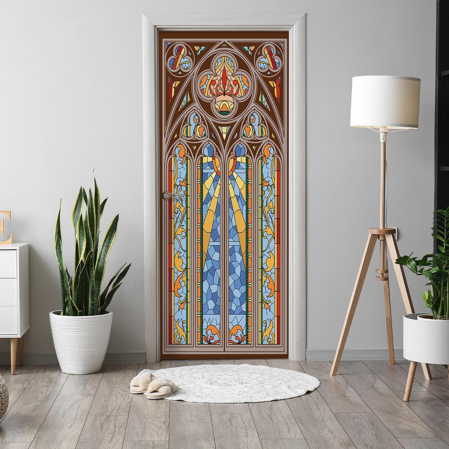 Alwayspon 30x78.7inch Graffiti Illustration Self-Adhesive Door Stickers Murals Decals, Art Vinyl Peel and Stick Removable Door Poster Wallpaper for Bedroom Home Decor