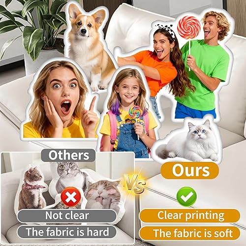 Miniatura 4 de Almohadas con fotos personalizadas, almohada facial personalizada de mascotas, almohada impresa de doble cara, almohada personalizada con cara de