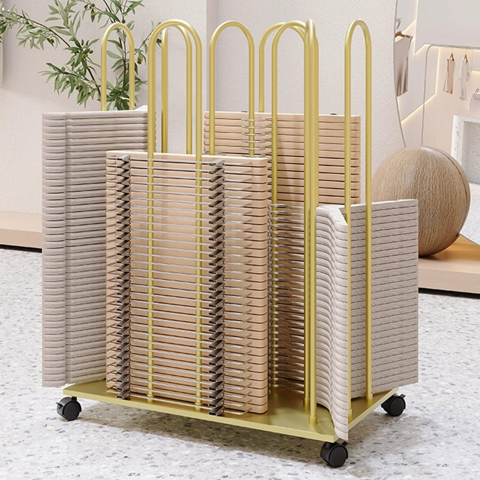 Appendiabiti 4 in 1 con ruote girevoli, soluzione versatile per negozi di abbigliamento e armadi, design salvaspazio