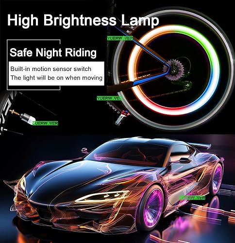 Miniatura 4 de Paquete de 48 luces LED para rueda de bicicleta, tapones para válvulas de neumáticos de automóvil, tapas de vástagos de bicicleta, motocicleta,