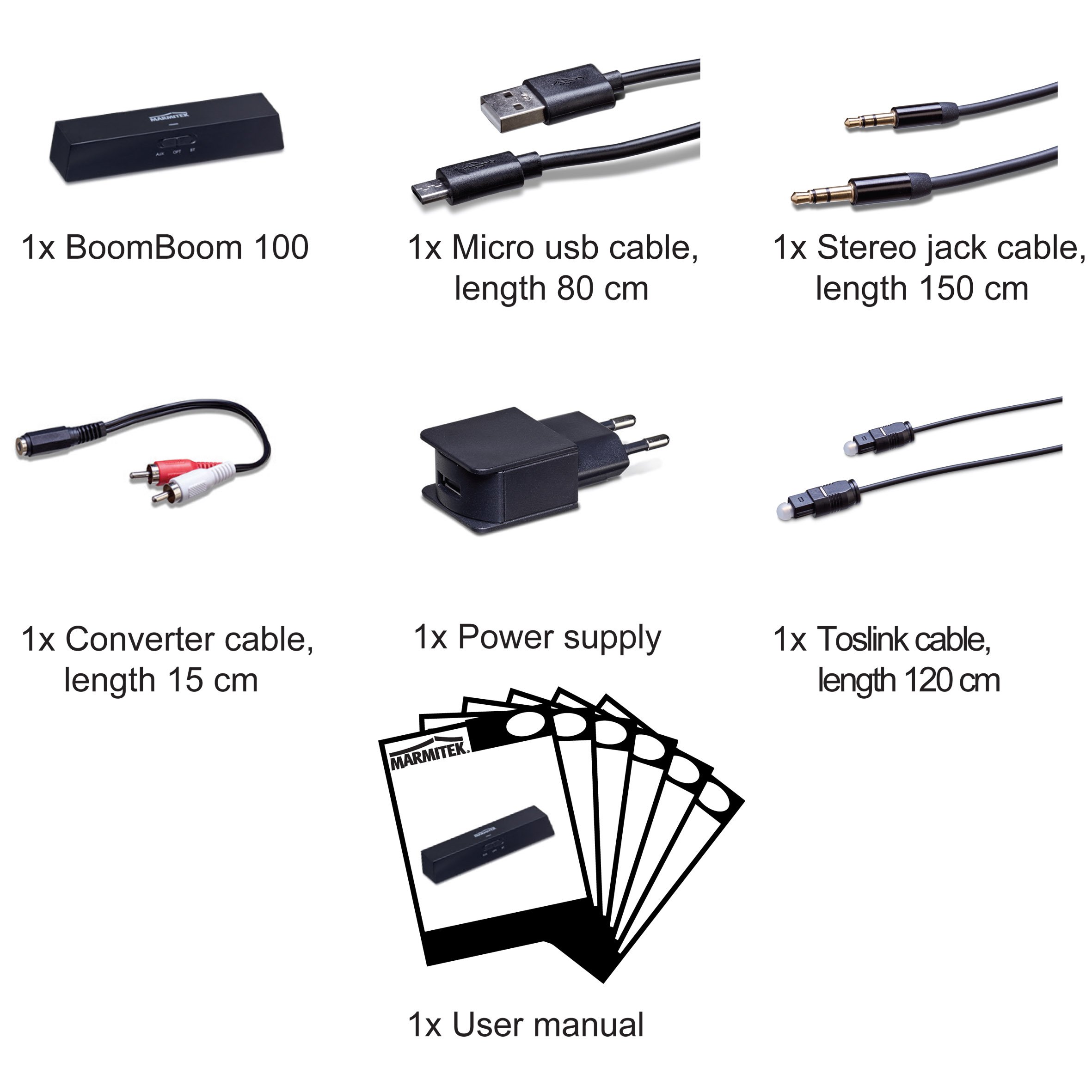 Marmitek BoomBoom 100 - Trasmettitore ricevitore Bluetooth 2 in 1 aptX | Adattatore audio RX/TX per TV, cuffie e impianto hi-fi, aptX Low Latency, AAC, Toslink, jack 3,5 mm e 2 cuffie