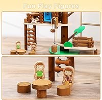 Vista 7 de SainSmart Jr. 2-Tier Wooden Tree House Building Set – Educational Gift for Kids, Creative STEM Toy with Cabins and Interchangeable Leaves, STEM