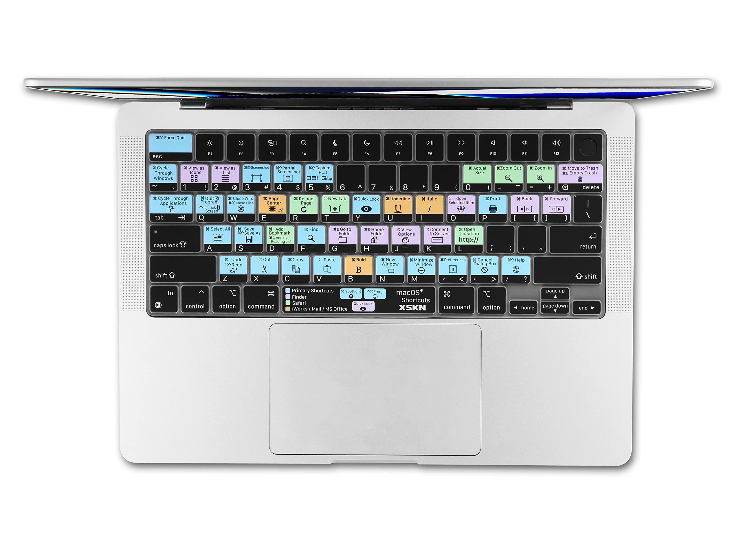 XSKN macOS - Cover per tastiera in silicone con scorciatoia per MacBook Pro 14" A2442 MacBook Pro 16" A2485 da 16" con chip M1 Pro / Max chip) Liquid Retina XDR Display Touch ID (K-397)