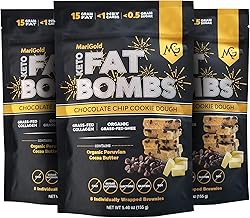 MariGold Keto Fat Bombs - Chocolate Chip Cookie Dough - Low Carb, Collagen Rich, Grass-fed Ghee, Organic Cocoa Butter, Gluten-Free, Non-GMO (3 bags, 5 Servings each), No Weird Aftertaste
