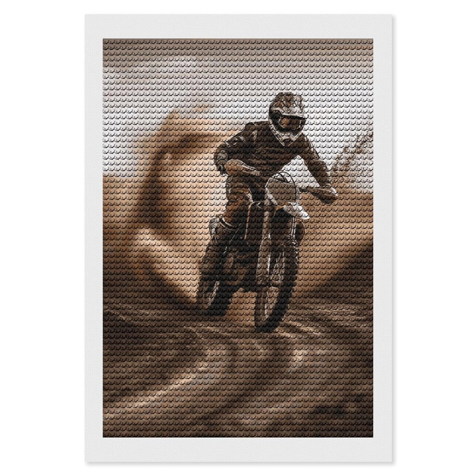 DWVTSLH Motocross Diamond Painting Kits for Adults, Personalized Diamond Photo Art Full Drill, DIY 5D Diamond Art Painting Kits for Beginners, Home Wall Decor 8"x12"