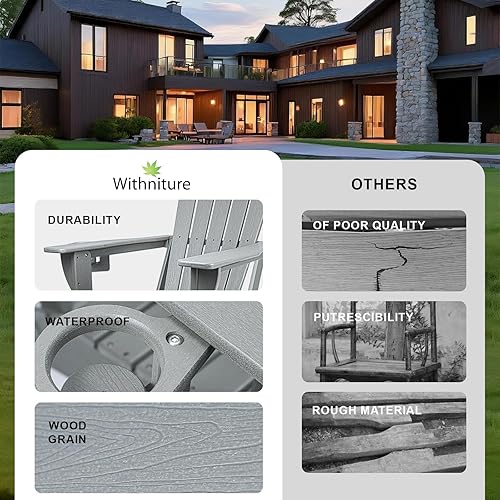 Miniatura 6 de Silla Adirondack plegable, silla plegable para todo tipo de clima con portavasos, silla Adirondack de polietileno de alta densidad para exteriores,