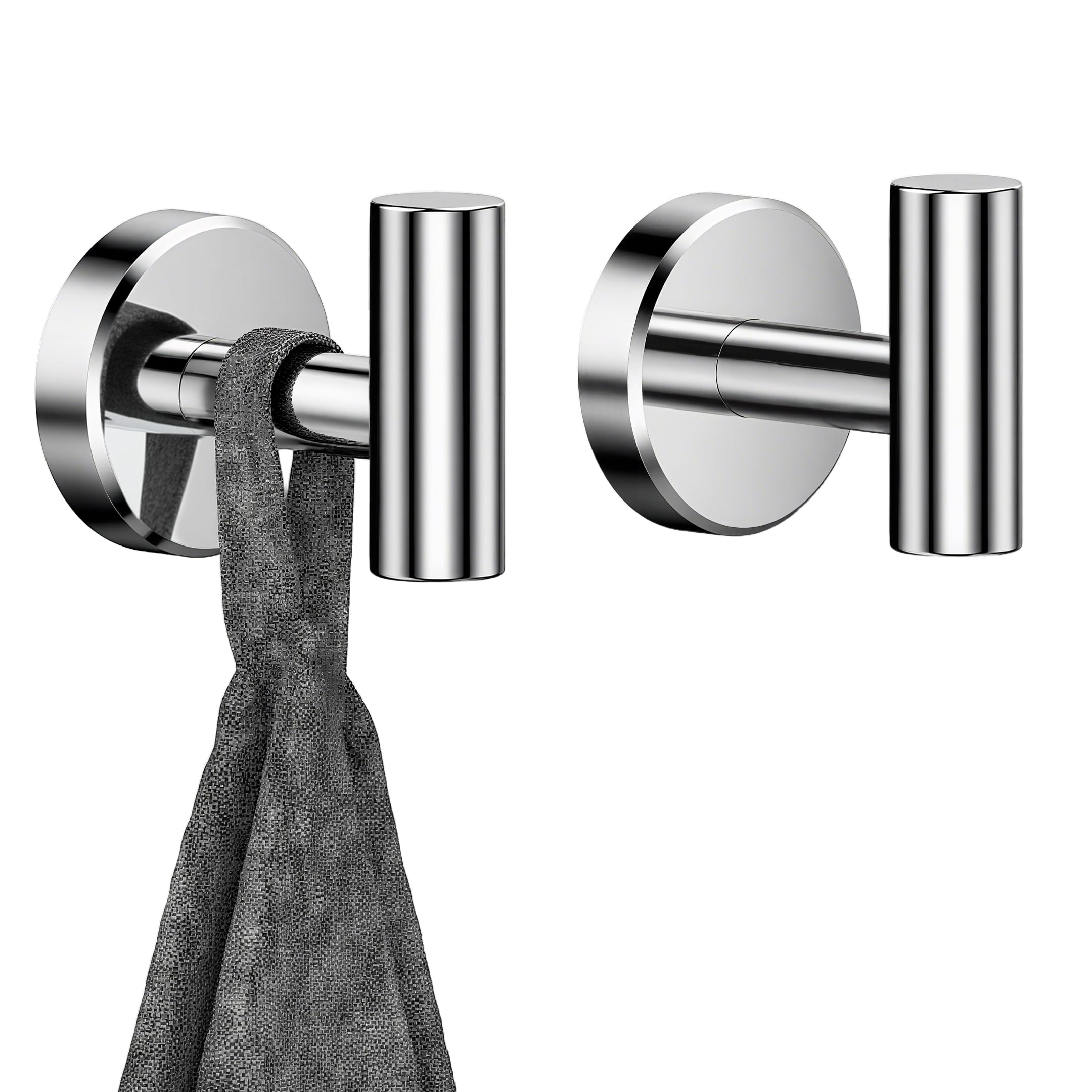 Gancho cromado para toallas de baño, perchero para cocina, garaje, montado en la pared, 2 unidades, acero inoxidable 304, colgador de puerta resistente, gancho de pared para armario de hotel, piscina