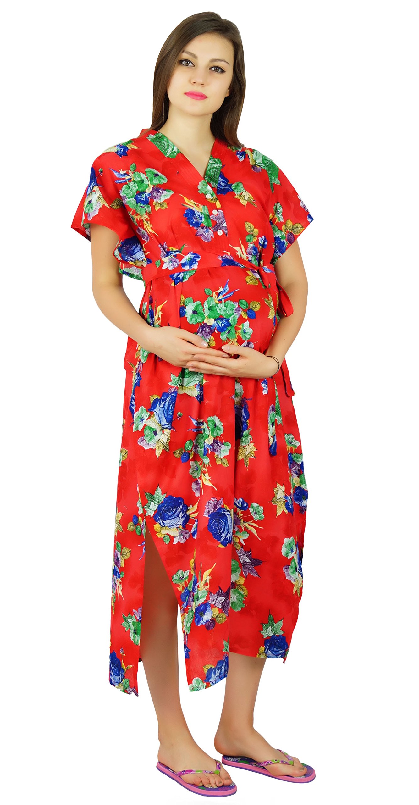 Bimba Maternity Delivery Gown Nursing Nacht tragen Front & Back Buttons Geschenk